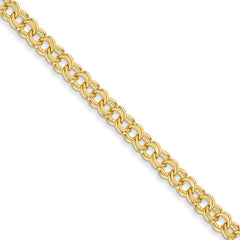 14k Yellow Gold 6.00mm Solid Double Link Charm Bracelet