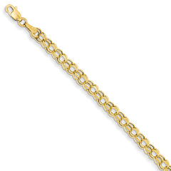 14k Yellow Gold 4.00mm Hollow Double Link Charm Bracelet