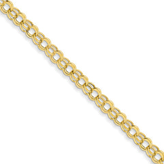 14k Yellow Gold 5.5mm Hollow Double Link Charm Bracelet