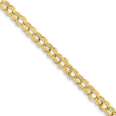 14k Yellow Gold 7.00mm Hollow Double Link Charm Bracelet