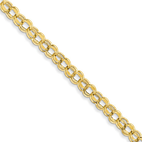 14k Yellow Gold 7.00mm Hollow Double Link Charm Bracelet