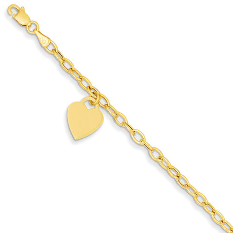 14k Yellow Gold Dangle Heart Bracelet