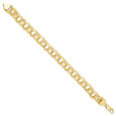 14k Yellow Gold 11.00mm Triple Link Charm Bracelet