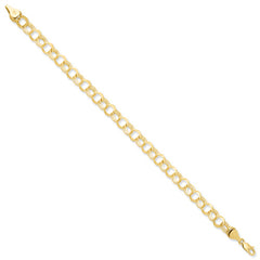 14k Yellow Gold 7.00mm Triple Link Charm Bracelet